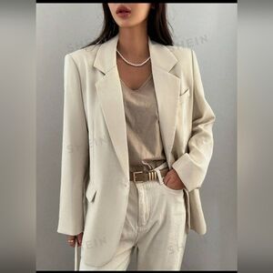**Shein Dazy lapel neck single button blazer in beige